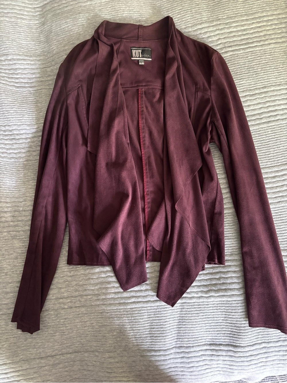 Kut from the Kloth Burgundy Open Drape Front Jacket